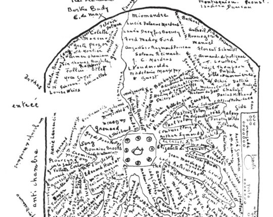 Carte du salon de l’Amazone entre 1910 et 1930. Natalie Clifford Barney, Aventures de l’esprit, 1929.