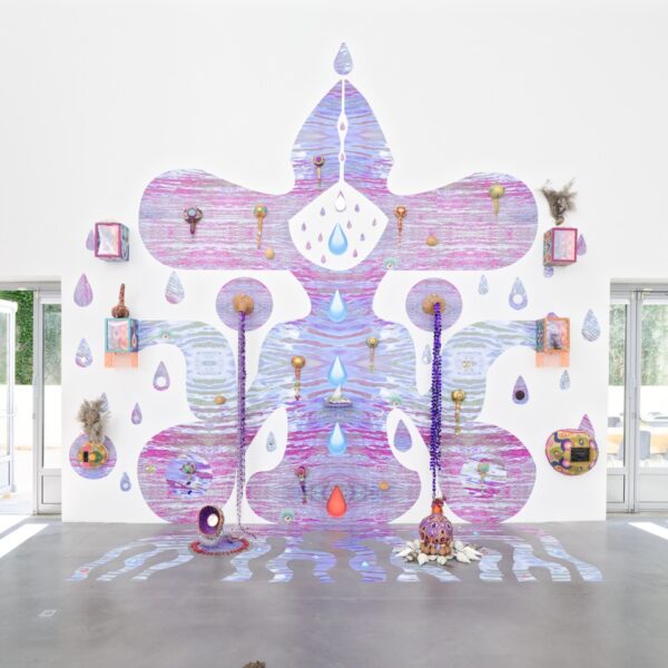 Shivay la Multiple, Ancestralidaguas, vue de l’installation, technique mixte, dimension variable, 2025, FRAC Poitou-Charentes