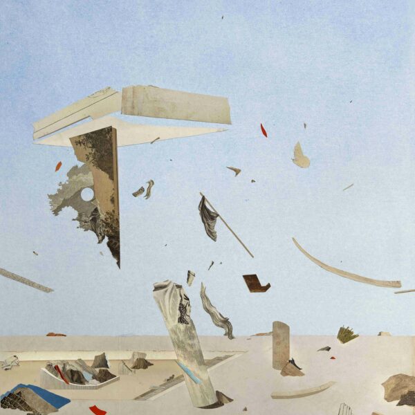 Paysage elliptique, Claire Trotignon, 2026. Pastel sec, collages de gravures sur contre collé canson, 40 x 50 cm